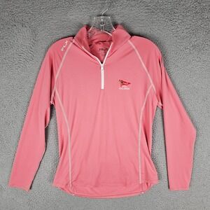 RLX Ralph Lauren Activewear Top Womens Medium Pink Stretch U.S. Open Quarter Zip